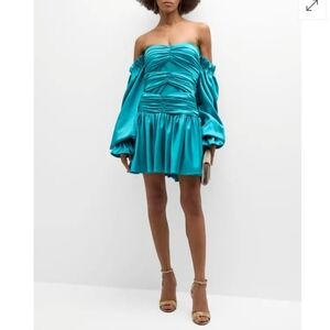 NWT $625 GIGII'S Selina Ruched Off-Shoulder Mini Dress  Size Small